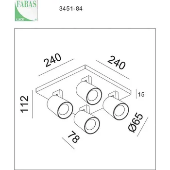 Lampička Fabas Luce Bodové svítidlo Modo, 4 světla, bílé, dekorativní kroužky, GU10, hliník bílá 4 x 35 W - Doprava zdarma