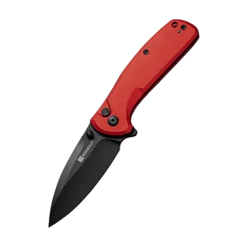 kapesní nůž SENCUT Červená hliníková rukojeť Černá čepel 9Cr18MoV S tlačítkovým zámkem S22043B-4
