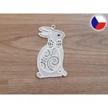 Vyšívaná krajková ozdoba - Velikonoční zajíček s motýlkem