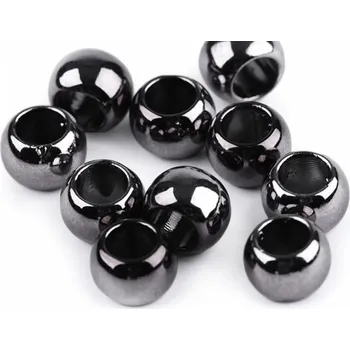 Dětské navlékací korálky Plastové korálky Metalic s velkým průvlekem / plavkové 8x10 mm nikl černý 10 ks
