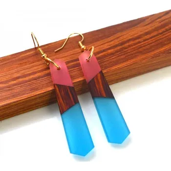 Náušnice Prosperk Náušnice z pryskyřice a dřeva - modro růžová S2558