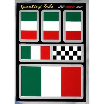 Samolepicí dekorace na vozidlo Sada sportovních samolepek s italskou a šachovnicovou vlajkou