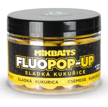 Boilies MIKBAITS Plovoucí fluo boilie 150ml - Sladká kukuřice 14mm
