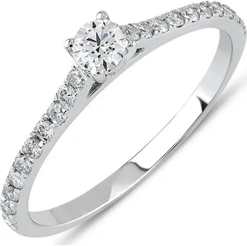 Prsten Lillian Vassago Exkluzivní zásnubní prsten s diamanty, bílé zlato LLV59-DR040W Velikost prstenu: 54