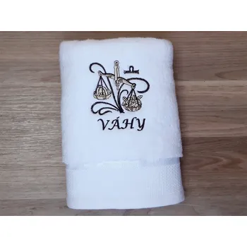 Osuška Luxusní osuška se znamením VÁHY 450g bílá/hnědá