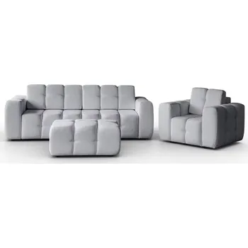 Sedací souprava Sedací souprava Bona 3+1+taburet, šedá (raven 06)