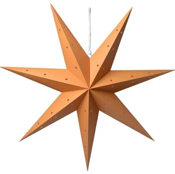Vánoční dekorace Bronzová závěsná vánoční papírová hvězda XL - 90*18*90 cm