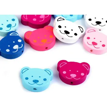 Dětské navlékací korálky Dřevěné korálky medvídek 10 ks