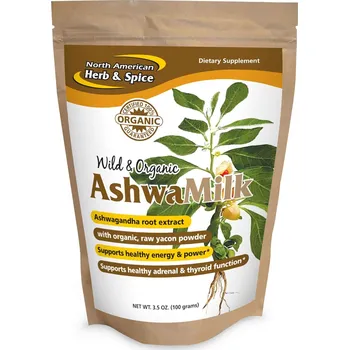 Lék při potížích s trávením North American Herb & Spice | Sušený nápoj z ašvagandy - AshwaMilk - 100 g přidejte do smoothies nebo si udělejte šálek s mlékem - 100 g