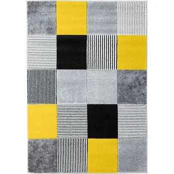 Koberec Breno Kusový koberec ALORA A1039 Yellow, 140x200 cm, Šedá/Vícebarevné