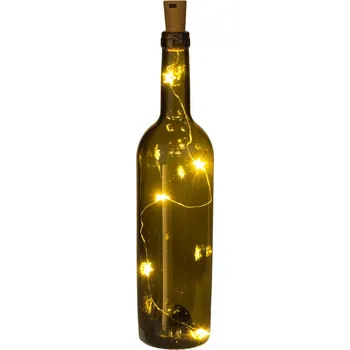 LED plastový korek špunt zátka do lahve 5 LED hvězdy s řetězem 48 cm teplé světlo