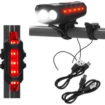 Cyklosvítilna Solární led světla na kolo + powerbanka, sada SPRINGOS BA0080