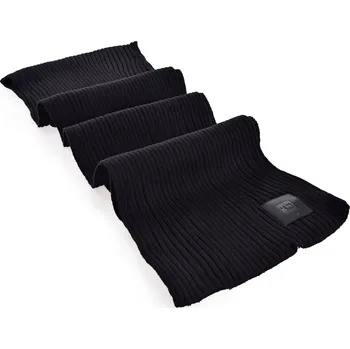 Šála FC BLACK BADGE | černá žebrovaná pletená šála s hřejivým efektem & logem Dedra