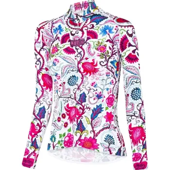 cyklistický dres Cyklodres CYCOLOGY Summer Secret Garden White, dámský, dlouhý rukáv