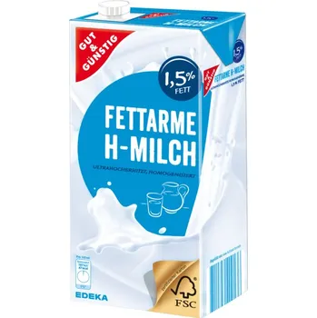 Mléko G&G Trvanlivé polotučné mléko 1,5% 1L - originál z Německa
