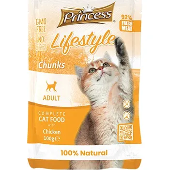 Krmivo pro kočku PRINCESS LIFESTYLE POUCHES CHUNKS 100G KUŘE