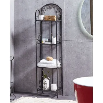 regál Koupelnový regál černý kovový 166 x 40 x 27 cm 4 police vintage styl nábytek do koupelny Beliani
