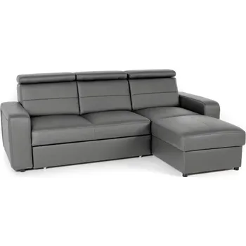 Sedací souprava Kožená rohová sedací souprava LUCIO, šedá, pravá