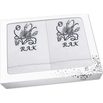Ručník Luxusní dárková sada ručník + osuška Znamení Rak bílá/šedá