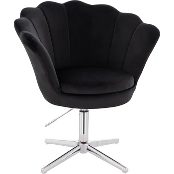Křeslo Otočné křeslo Lillesand velur na stříbrném kříži - černé