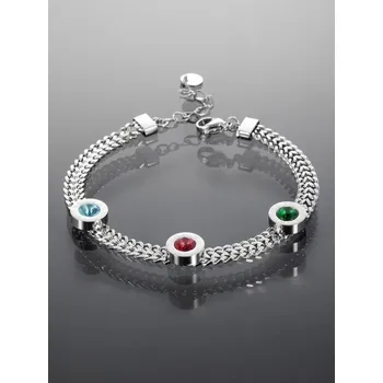 Náramek Prosperk Stříbrný náramek z chirurgické oceli s barevnými krystalky S4163