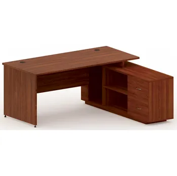 Psací stůl B2B Partner Kancelářský stůl se skříňkou MIRELLI 160x160 cm, pravý, ořech