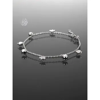 Náramek Prosperk Řetízek na nohu s motivy stromu života a kolečky vysázenými čirými krystaly - chirurgická ocel S4008