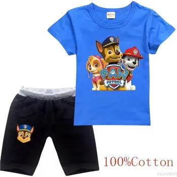 Tlapková patrola Letní souprava pro kluky - tričko + kraťasy "Tlapková patrola" Barva: černé kraťasy + tm. modré tričko, Velikost: 160