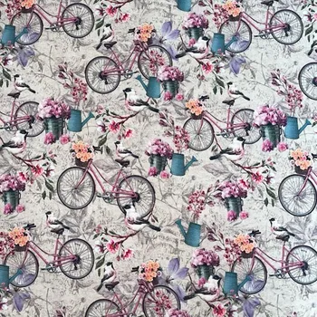 Bavlněný úplet JERSEY, digitální tisk jízdní kola, š.160 cm EU