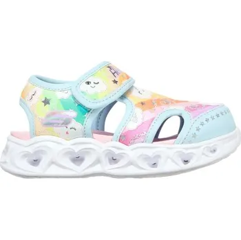 Dívčí obuv Dívčí sandály Skechers HEART LIGHTS SANDALS-CUTIE CLOUDS 22 Mix, Tyrkysová, Bílá