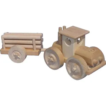 Dětské zboží Dřevěný traktor s přívěsem na klády CEEDA CAVITY – přírodní