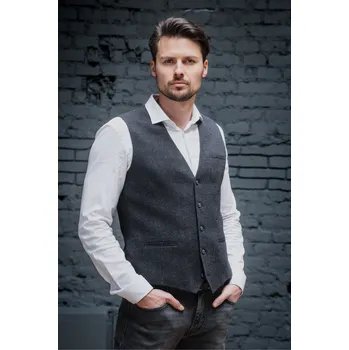 Pánská vesta Pánská vlněná vesta 14D007/2 24 Barva: Antracitová, Velikost: 118, Střih: REGULAR FIT