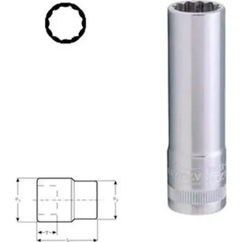 Gola hlavice Bahco A7402DZ-7/8 - Hlavice nástrčná - ořech 3/8" velikost 7/8 " prodloužený 60mm
