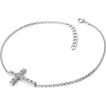 Náramek Dámský náramek bílé zlato 585/1000 přírodní diamant 0.060 ct kříž 140018-NR01-B-DIA délka 17 cm