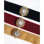 Sametový obojek náhrdelník kolem krku s kovovou ozdobou - více barev stříbrná Zlatá