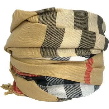 Šátek Dámský károvaný bavlněný šátek hnědý, VELIKOST UNI