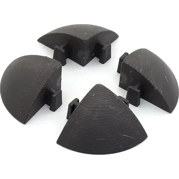Hnědý plastový rohový nájezd pro terasovou dlažbu Linea Woodenlike - 5,4 x 5,4 x 2,5 cm (80070038) FLOMAT