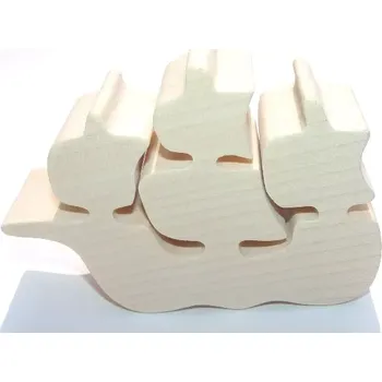 Dřevěná hračka Fauna dřevěná loďka přírodní