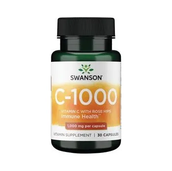 Swanson Vitamin C with Rose Hips Doplněk stravy s obsahem vitaminu C 38,4 g (30 x 1,28 g), kapsle, 1000 mg