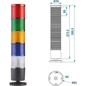 Maják Signalizační sloupek 5 barev blikající TERMSL5C