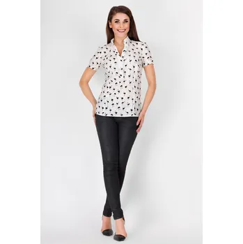 Dámská košile Košile s krátkým rukávem s módními vzory A089 Velikost: M, Barva (Varianta): Smetanová 1