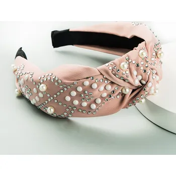 Čelenka Široká orientální vlasová čelenka zdobená perlami - více barev Starorůžová