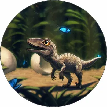 Jedlá dekorace na dort Jedlý papír malý dinosaurus s motýly 19,5 cm