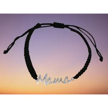 Náramek Provázkový náramek pro maminku s ocelí černý