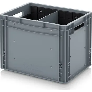 paleta Euro přepravka s příčnými a podélnými přepážkami 40 x 30 x 32 cm - Stříbrošedá - materiál: PP - EG GEF QLT 4332