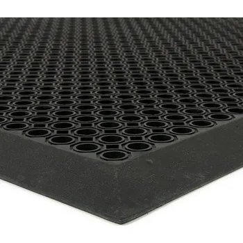 Rohožka Černá gumová venkovní vstupní rohož s obvodovou hranou Octomat Mini - 70 x 90 x 1,2 cm (81716180) FLOMAT