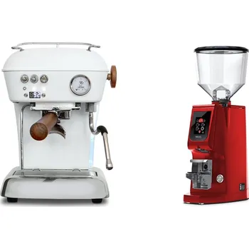 Kávovar Ascaso Dream PID, Cloud White + Eureka Atom W 65, ferrari red