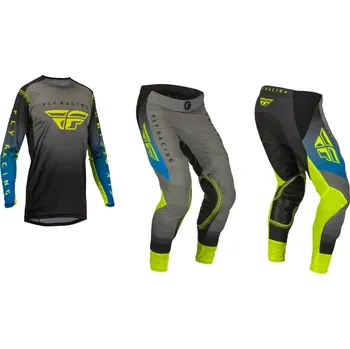 Moto dres a Motokrosový komplet dresu + kalhot FLY RACING LITE barva modrá/šedá/hi-viz velikost M + 32