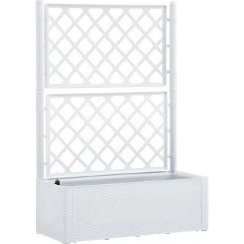 Truhlík BRAVSON GROUP s.r.o. Samozavlažovací truhlík, vyvýšený záhon STEFANPLAST NATURAL DELUXE 100 bílá, s mřížkou + Nůž ulamovací v hodnotě 39,-