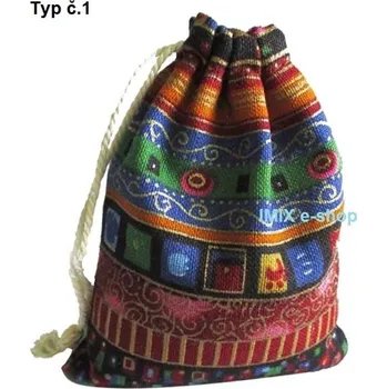 Bavlněný přírodní barevný dárkový pytlíček v Etno stylu Typ č.02